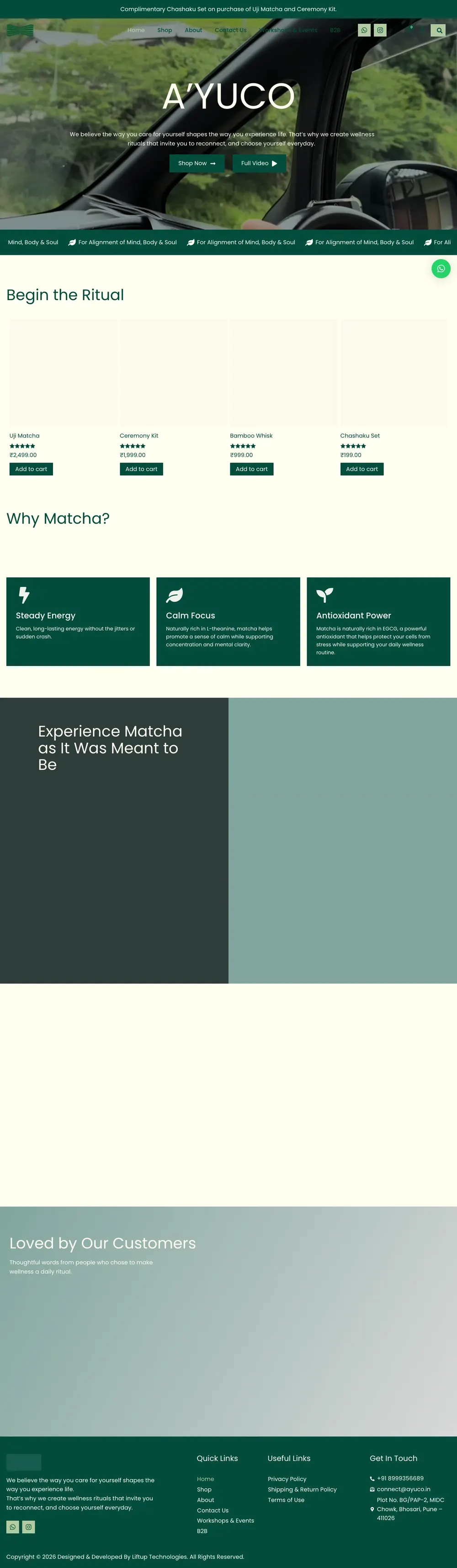 The full landing page