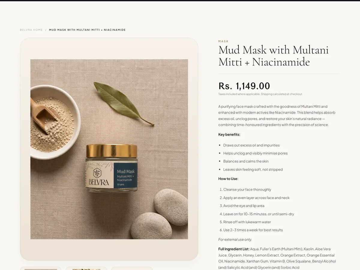 The Mud Mask product page