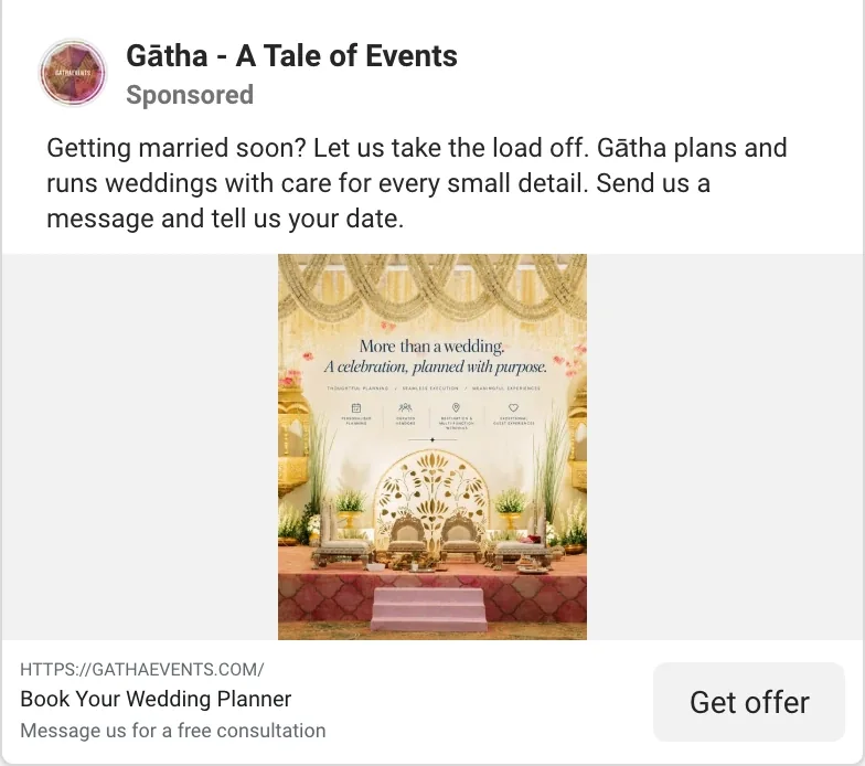 A Gātha ad on Facebook and Instagram
