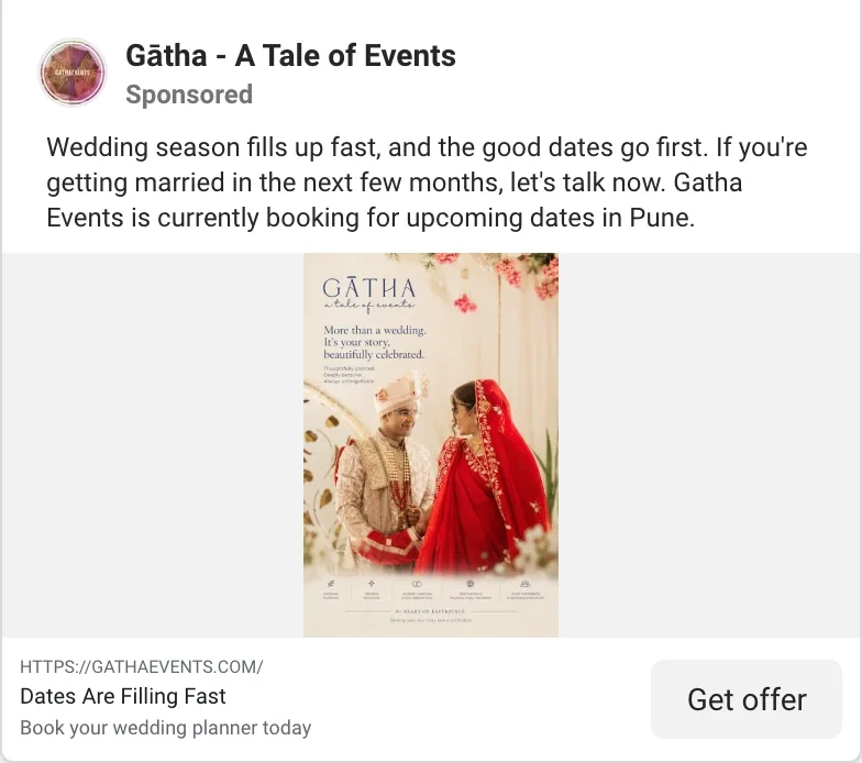 A Gātha ad on Facebook and Instagram