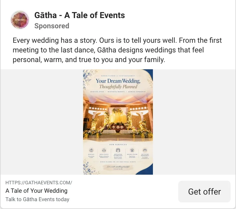A Gātha ad on Facebook and Instagram