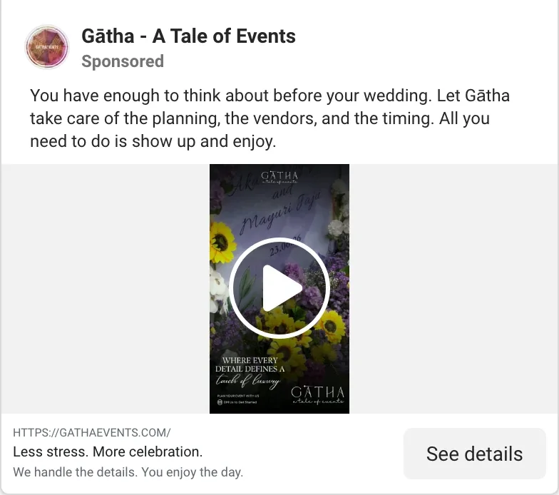 A Gātha ad on Facebook and Instagram