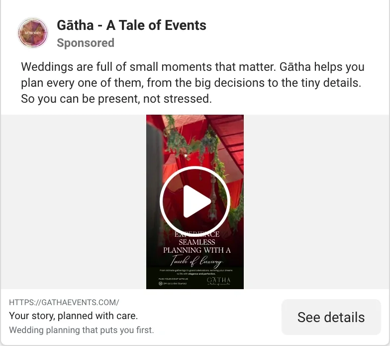 A Gātha ad on Facebook and Instagram
