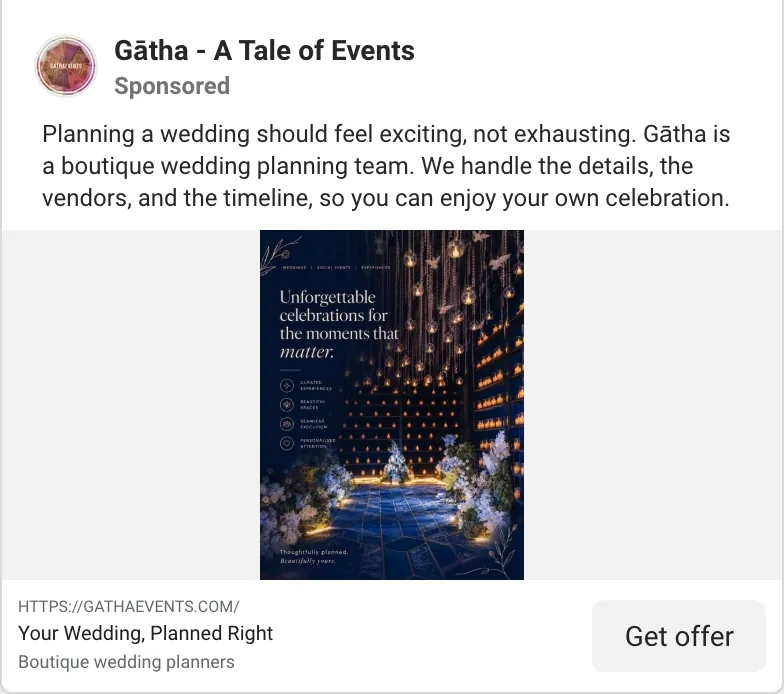 A Gātha ad on Facebook and Instagram