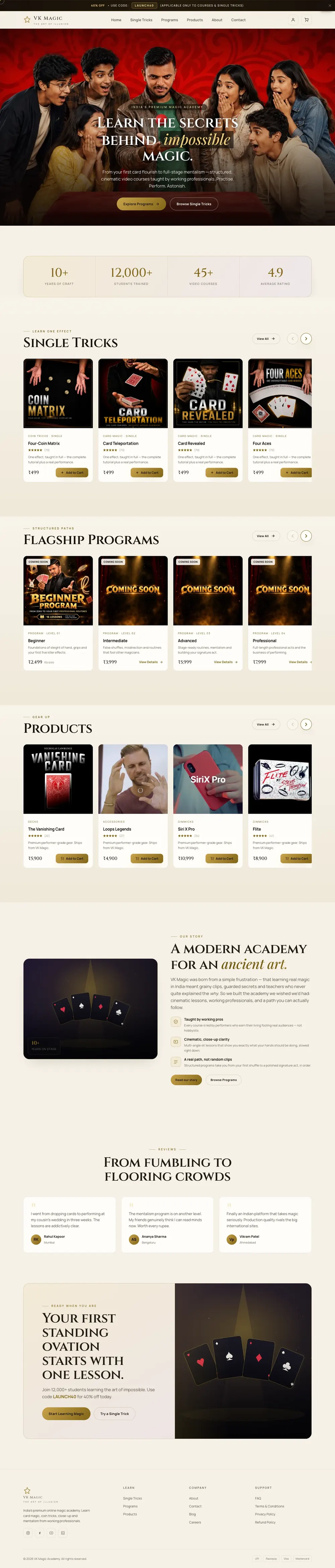 The full landing page